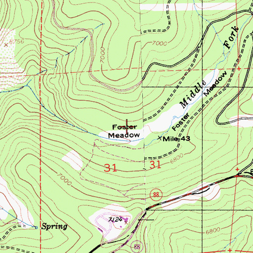 Topographic Map of Foster Meadow, CA