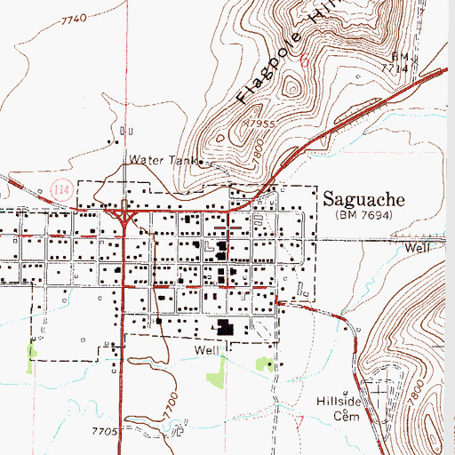 Topographic Map of Saguache Fire Department, CO