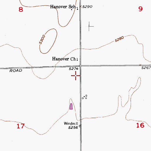 Topographic Map of Hanover Fire Department Station 1, CO