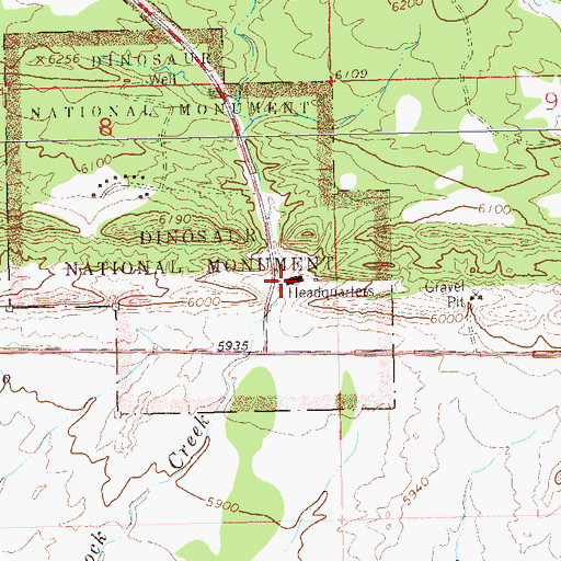 Topographic Map of Dinosaur National Monument Fire Station, CO