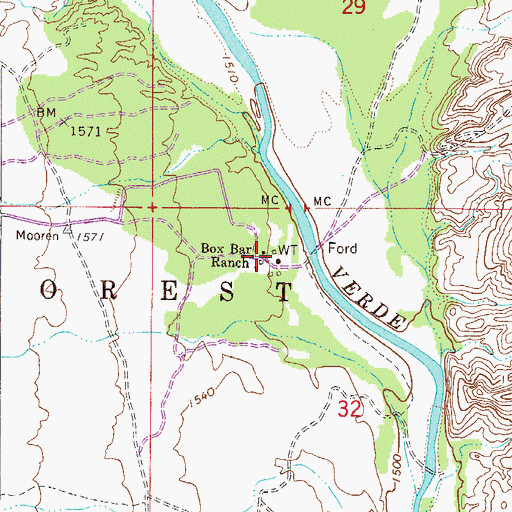 Topographic Map of Box Bar Ranch, AZ