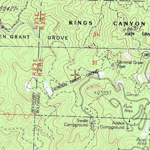 Topographic Map of General Grant Grove, CA