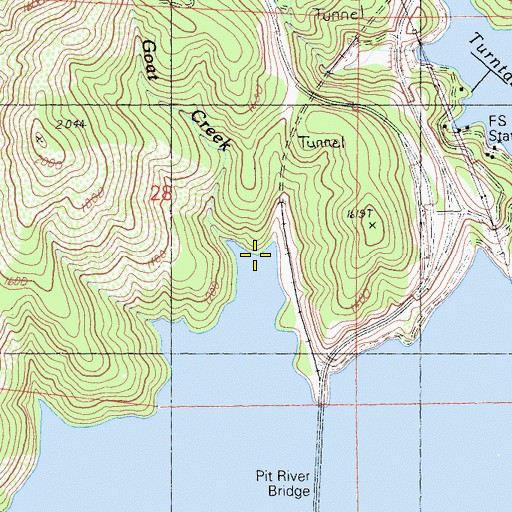 Topographic Map of Goat Creek, CA