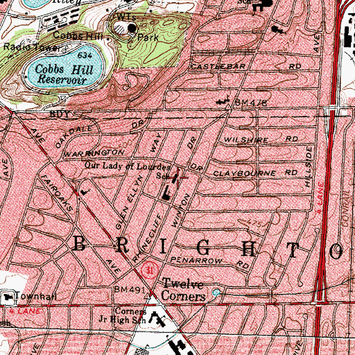 Topographic Map of Seton Catholic School, NY