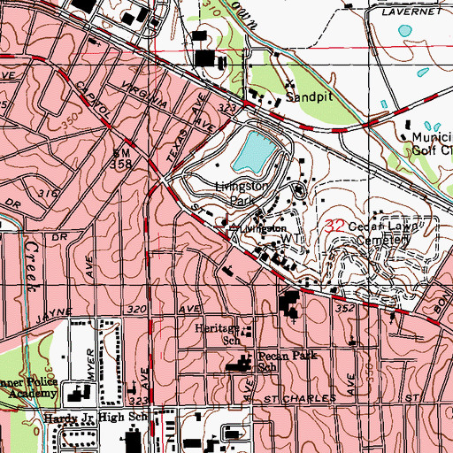 Topographic Map of Jackson Fire Department District 1 Station 6, MS