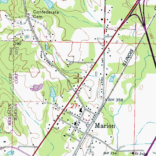Topographic Map of Marion Volunteer Fire and Rescue, MS