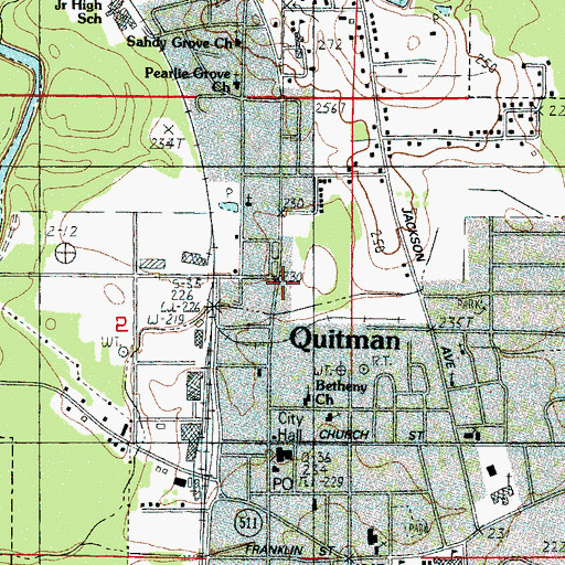 Topographic Map of Quitman Volunteer Fire Department, MS