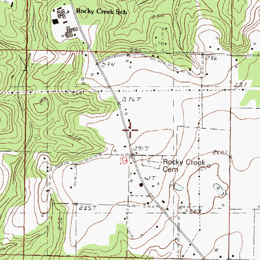 Topographic Map of Rocky Creek Volunteer Fire Department, MS
