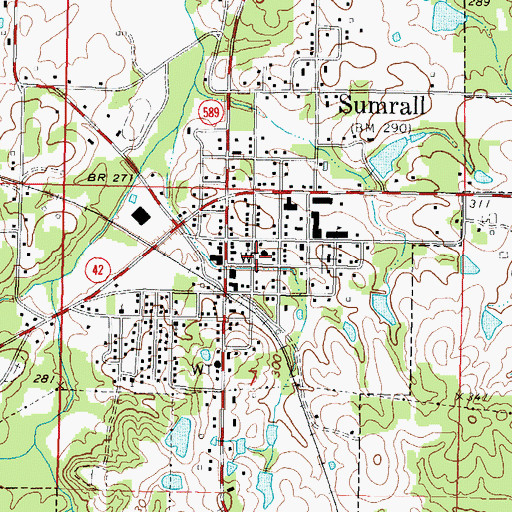 Topographic Map of Sumrall Volunteer Fire Department, MS