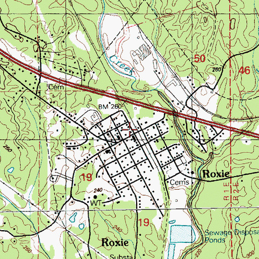 Topographic Map of Roxie Volunteer Fire Department, MS