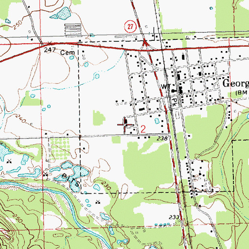 Topographic Map of Georgetown Volunteer Fire Department, MS