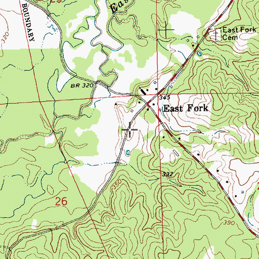 Topographic Map of East Central Volunteer Fire Department, MS