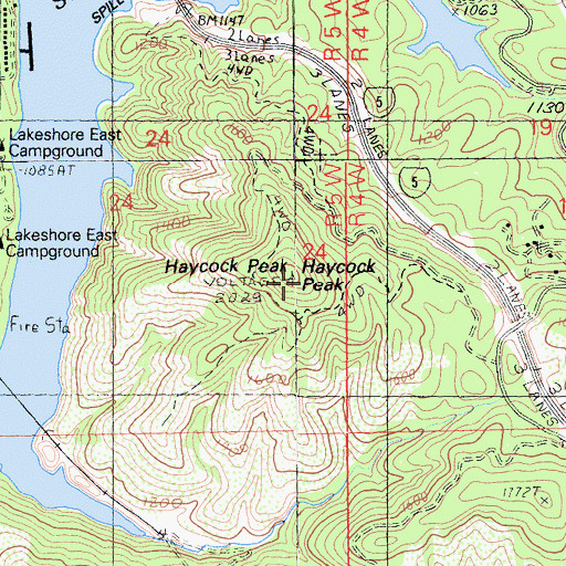 Topographic Map of Haycock Peak, CA