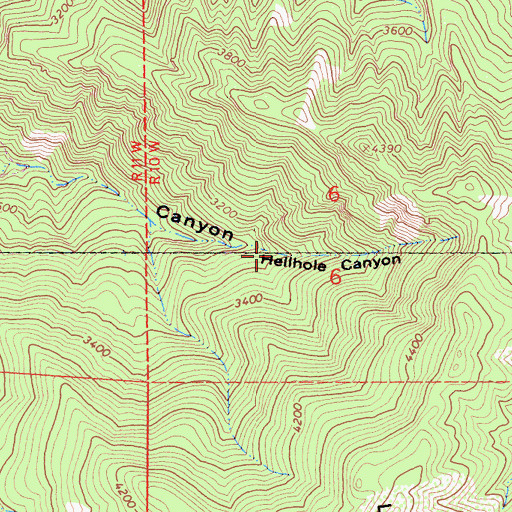 Topographic Map of Hellhole Canyon, CA