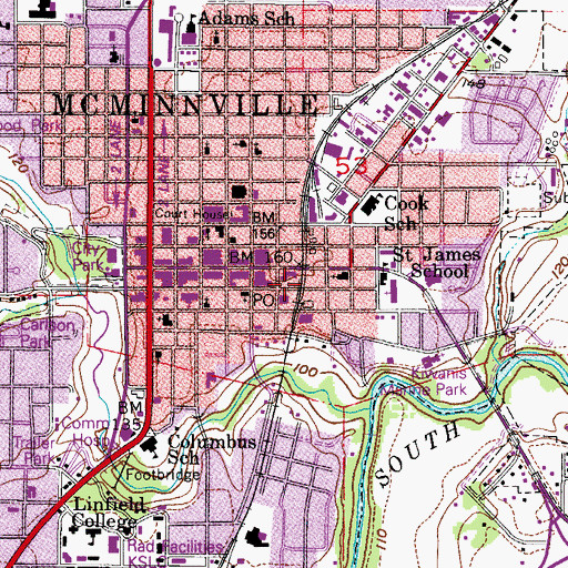 Topographic Map of Yamhill County Transit and Community Action Partnership, OR