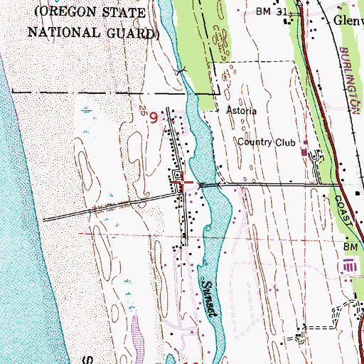 Topographic Map of Sunset Lake Public Park Boat Ramp, OR