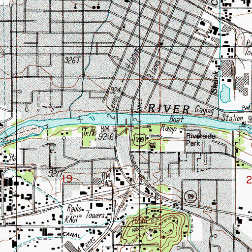 Topographic Map of Riverside Park Boat Launch, OR