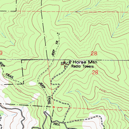 Topographic Map of Horse Mountain, CA