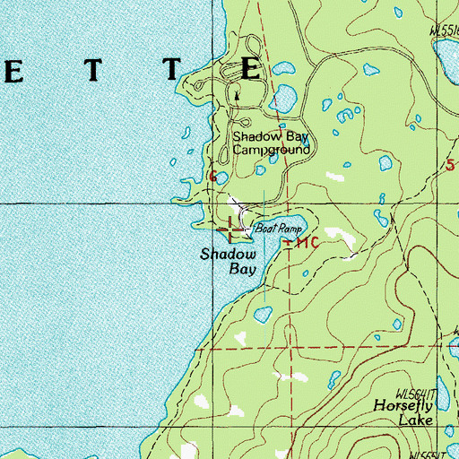 Topographic Map of Shadow Bay Campground Boat Ramp, OR