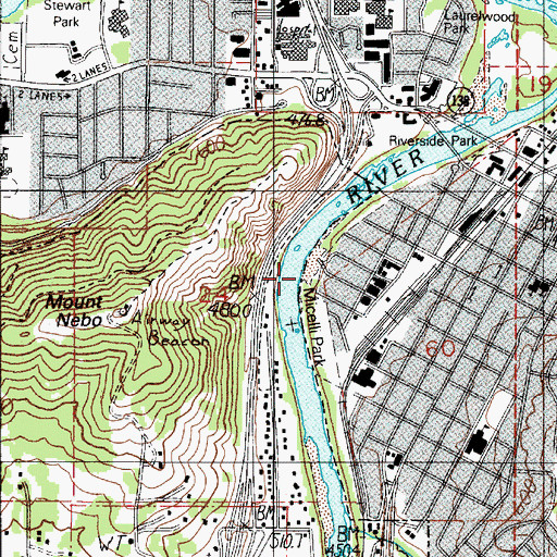 Topographic Map of Templin Beach Roseburg City Park Ramp, OR