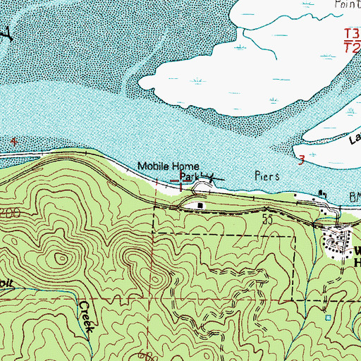 Topographic Map of Paradise Cove Resort and Marina Boat Ramp, OR