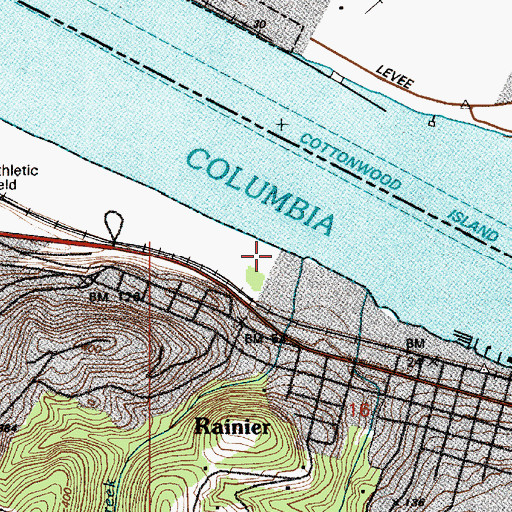 Topographic Map of Rainier City Boat Launch, OR