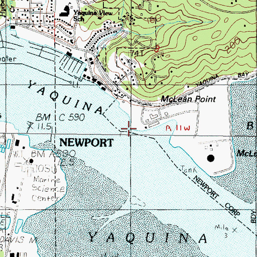 Topographic Map of Port Docks Bay Front, OR