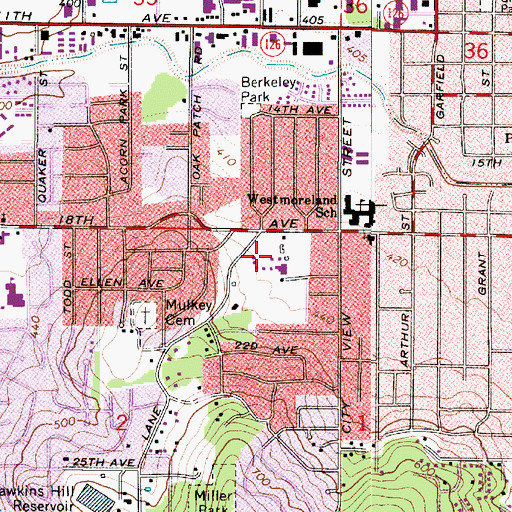 Topographic Map of Lane Transit District Park and Ride, OR