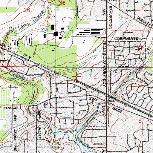 Topographic Map of Willow Creek Transit Center Park and Ride, OR
