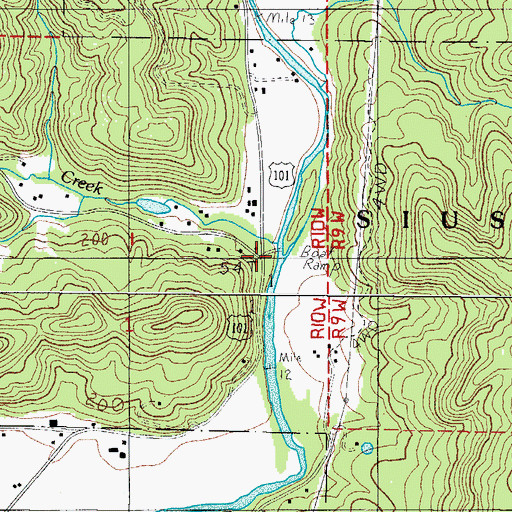Topographic Map of Farmer Creek Boat Ramp, OR