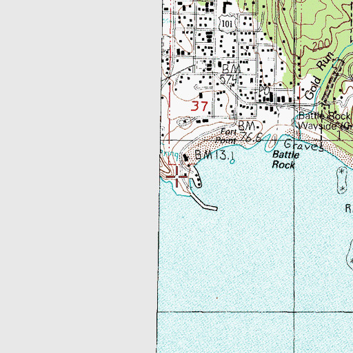 Topographic Map of Port Orford Harbor Boat Hoist and Dock, OR