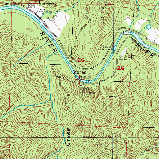 Topographic Map of Stone Camp Pole Slide Boat Launch, OR
