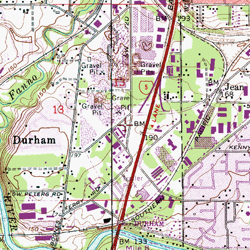 Topographic Map of Tualatin Park and Ride, OR