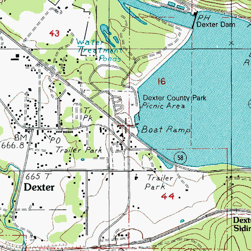 Topographic Map of Dexter Park Boat Ramp, OR