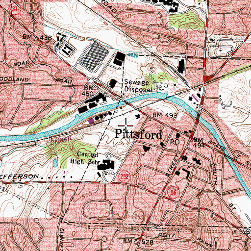 Topographic Map of Pittsford Village Green, NY
