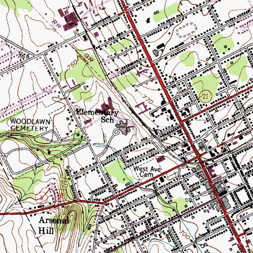 Topographic Map of Canandaigua Primary School, NY