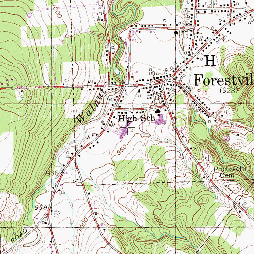 Topographic Map of Forestville Elementary School, NY