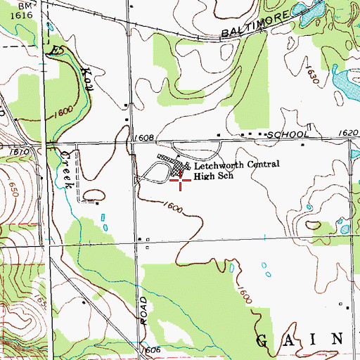 Topographic Map of Letchworth Elementary School, NY