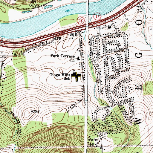 Topographic Map of Tioga Hills Elementary School, NY