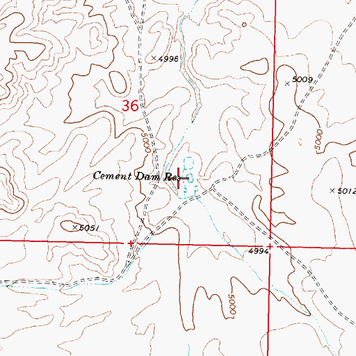 Topographic Map of Cement Dam Reservoir, AZ