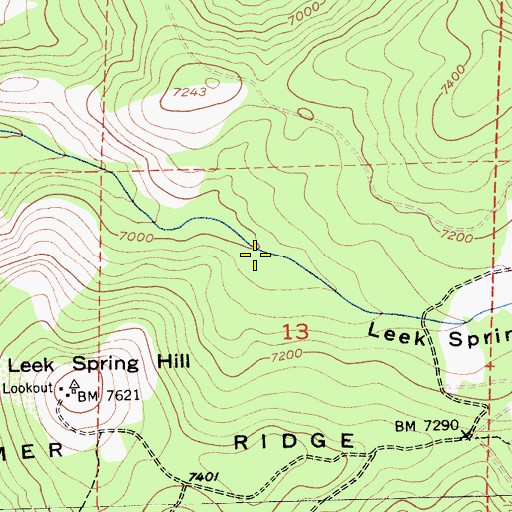 Topographic Map of Leek Spring Valley, CA