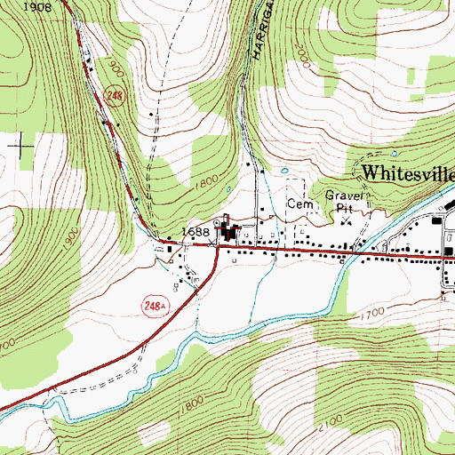 Topographic Map of Whitesville Central School, NY