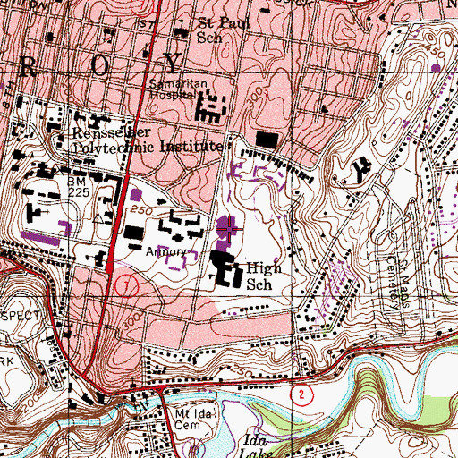 Topographic Map of Troy Middle School, NY