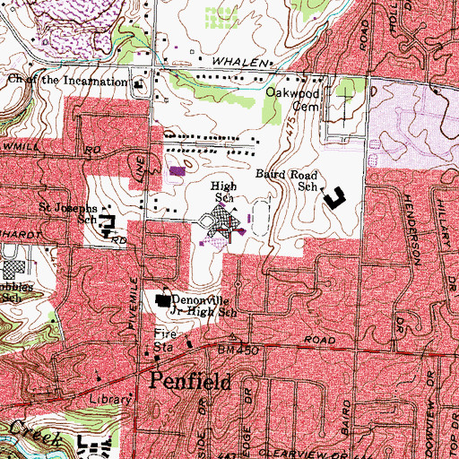 Topographic Map of Penfield Senior High School, NY