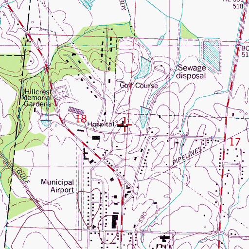 Topographic Map of Red Bay Hospital, AL