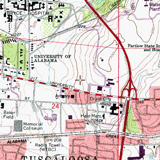Topographic Map of University of Alabama Tuscaloosa Medical Center, AL