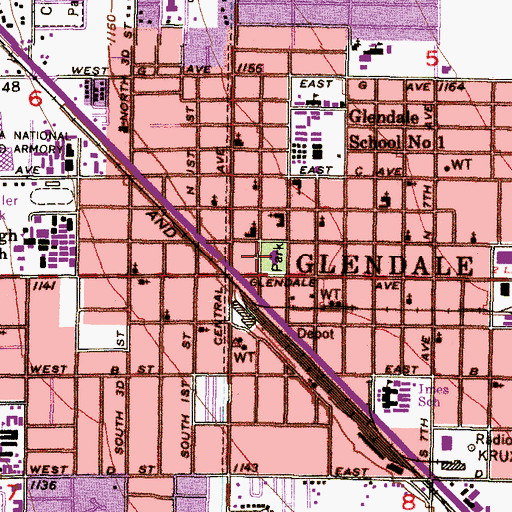 Topographic Map of Glendale Public Library Velma Teague Branch, AZ