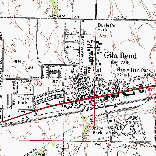 Topographic Map of Maricopa County Library District Gila Bend Branch, AZ