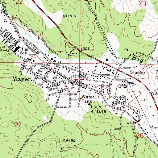Topographic Map of Mayer Public Library, AZ