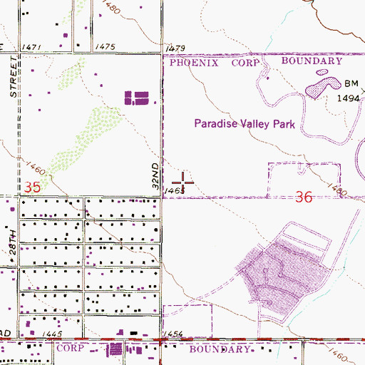 Topographic Map of Paradise Valley Community College George L Campbell Library, AZ